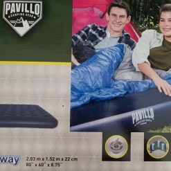 Bestway Queen Size Διπλο Aeροστρωμα με Βελουδινη Επιφανεια Μπλε 2.03Mx1.52Mx22Cm