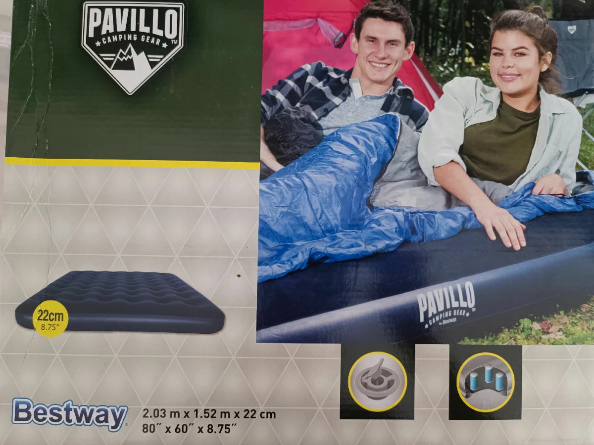 Bestway Queen Size Διπλο Aeροστρωμα με Βελουδινη Επιφανεια Μπλε 2.03Mx1.52Mx22Cm